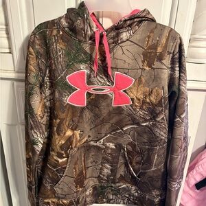 Under Armour Brown Camo Hoodie with Pink Accents